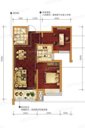 香港城C-2户型-2室2厅1卫1厨建筑面积78.00平米