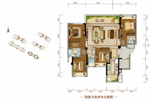 蓝光雍锦世家二期1期1、2、3、4号楼150.89㎡户型图-4室2厅3卫1厨建筑面积150.89平米
