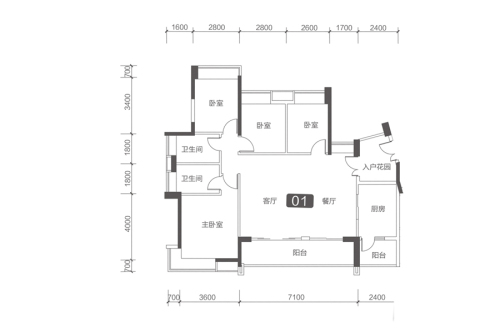 丽丰棕榈彩虹1、2幢01户型-4室2厅2卫1厨建筑面积141.00平米