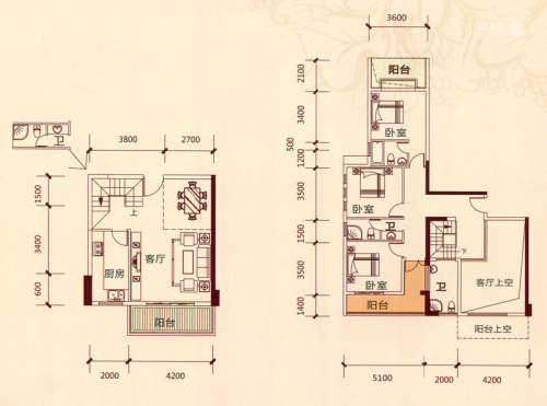 滨海阳光C5户型-3室2厅3卫1厨建筑面积159.14平米