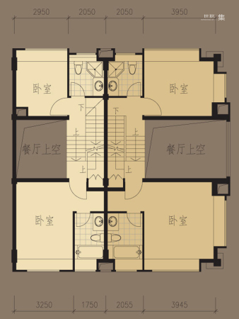 御沁园AN-AN1二层平面图-4室2厅4卫1厨建筑面积84.00平米