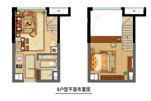 金地中心菁华B户型-1室2厅1卫1厨建筑面积32.00平米