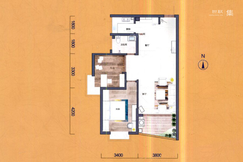 候鸟湾二期二期E户型-二期E户型-2室2厅1卫1厨建筑面积90.00平米