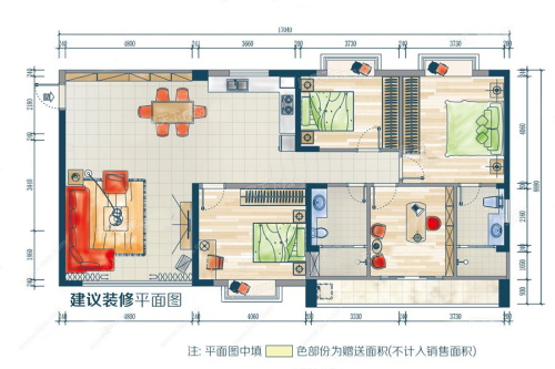 鑫海大厦A户型-4室2厅2卫1厨建筑面积124.85平米