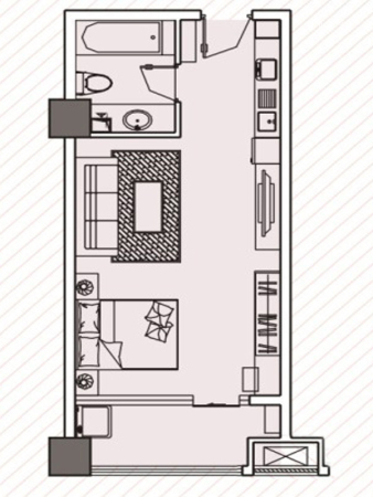 汉唐·新都汇B7户型-B7户型-1室1厅1卫1厨建筑面积47.00平米