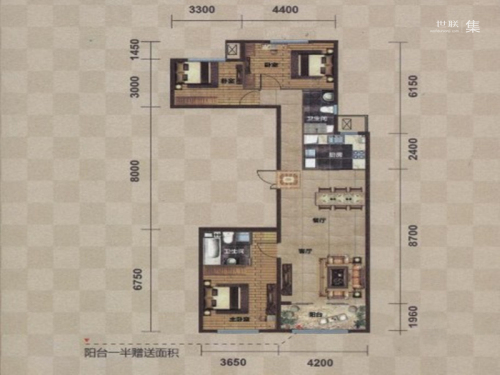 龙之梦·畅园D户型-3室2厅2卫1厨建筑面积138.70平米