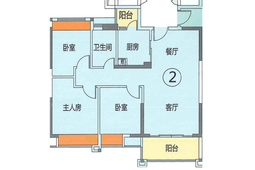 君汇尚品3室2厅1卫1厨建筑面积94.98平米