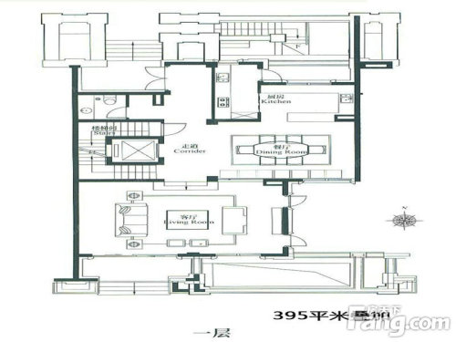 新江湾城首府别墅395平米叠加一层-4室2厅4卫1厨建筑面积395.00平米