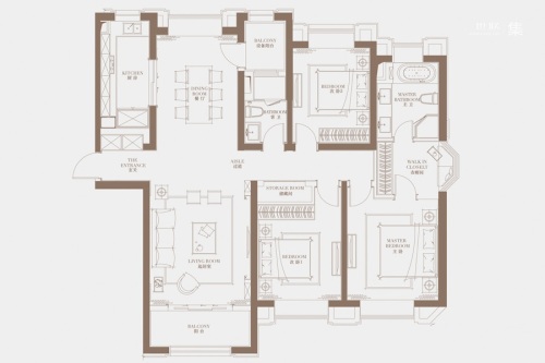 万科翡翠雅宾利G户型165平-3室2厅2卫1厨建筑面积165.00平米