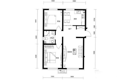 首创·花屿岸5-1#A户型-2室2厅1卫1厨建筑面积90.02平米