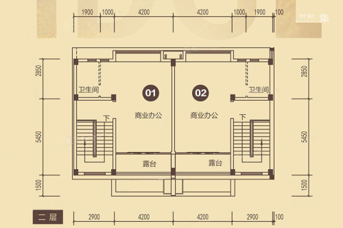 敏捷紫岭国际A型二层户型-1室1厅2卫1厨建筑面积112.00平米