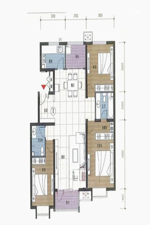 紫贵御园DG户型-3室2厅2卫1厨建筑面积130.00平米