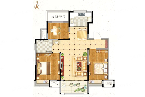 荣盛锦绣澜山项目B1户型-B1户型-3室2厅1卫1厨建筑面积95.00平米