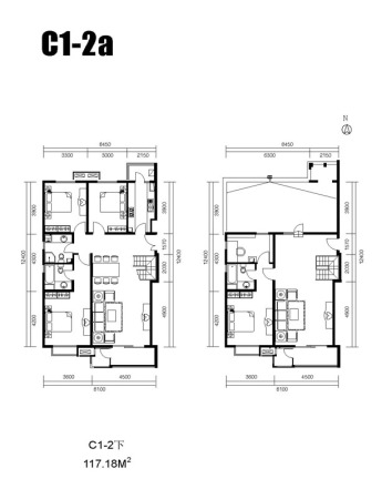 水墨林溪C1-2a户型-4室3厅3卫1厨建筑面积197.55平米
