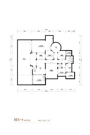 云湖别墅·棕榈滩2期H3户型（DIY层地下2层）-6室5厅6卫2厨建筑面积1402.00平米