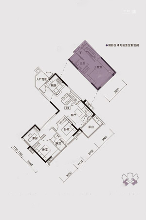 保利紫云A2栋偶数层01、02单元户型-3室2厅1卫1厨建筑面积103.71平米