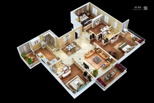 紫薇·睿纳时代雍景户型-4室2厅2卫1厨建筑面积176.00平米