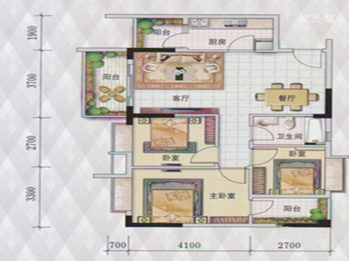 翰林名苑6栋02单元-6栋02单元-3室2厅1卫1厨建筑面积88.31平米