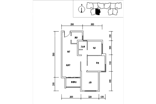 龙记玖玺31#B户型-3室2厅1卫1厨建筑面积91.00平米