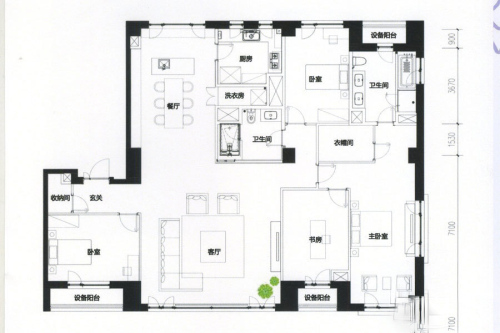 积水·裕沁听月轩E3-4户型-3室2厅2卫1厨建筑面积253.47平米