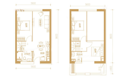 远洋7号3#2至22层E户型-3室2厅2卫1厨建筑面积66.00平米