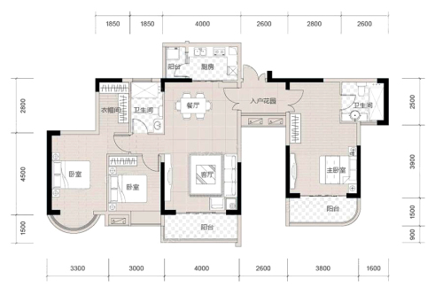 东方名都11座03户型-3室2厅2卫1厨建筑面积138.37平米