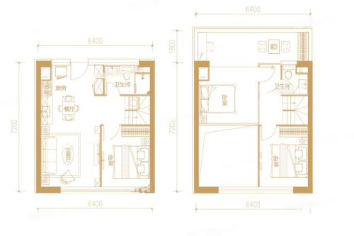 远洋7号3#2至22层A户型-3室2厅2卫1厨建筑面积63.00平米