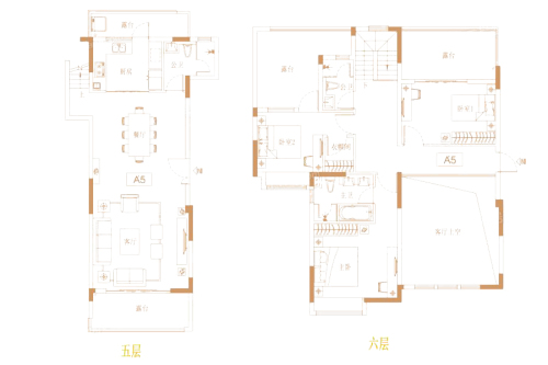 海伦国际A5户型-4室2厅3卫1厨建筑面积154.00平米