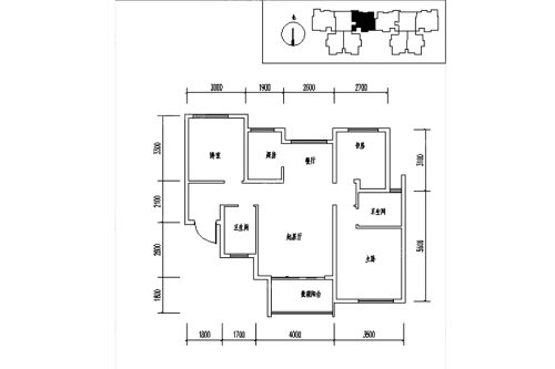 龙记玖玺31#A户型-3室2厅2卫1厨建筑面积105.00平米