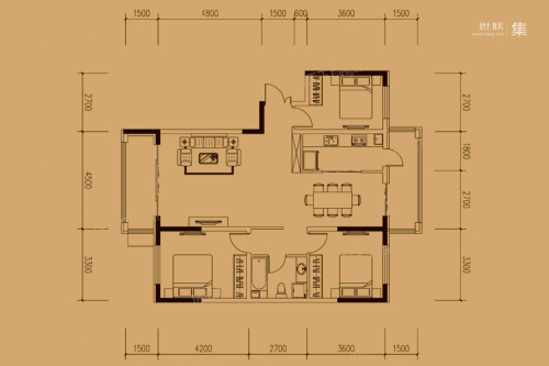 爱达·壹号C3户型-3室2厅1卫1厨建筑面积144.28平米