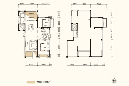 粤泰天鹅湾小高层134㎡户型-2室2厅2卫1厨建筑面积134.00平米