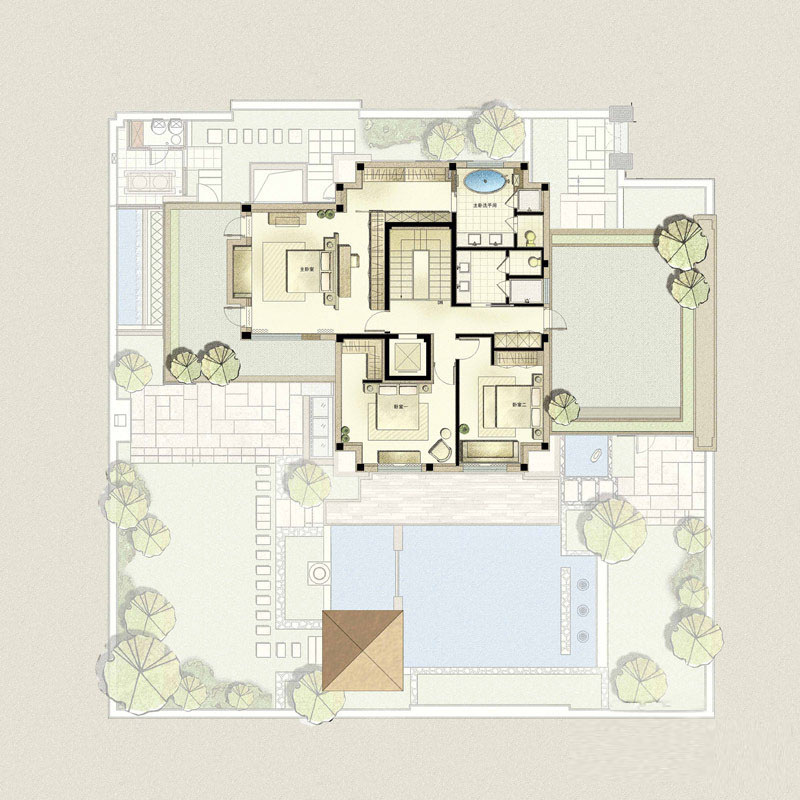 万科良渚文化村郡西别墅_效果图_主图_1