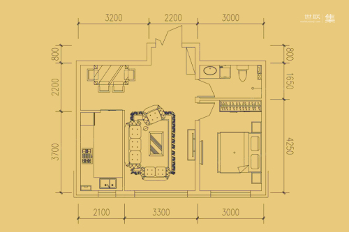 环贸世家9#N户型-1室2厅1卫1厨建筑面积70.00平米