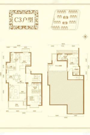 天恒·摩墅C4户型-3室2厅3卫1厨建筑面积159.90平米