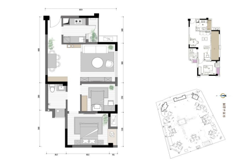 入帘青1-7#标准层A1户型-2室1厅1卫1厨建筑面积66.00平米