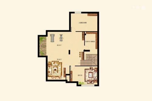 波特兰花园B-5户型地下一层-5室3厅3卫2厨建筑面积410.38平米