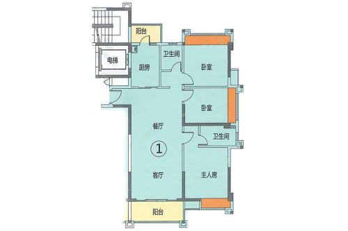君汇尚品3室2厅2卫1厨建筑面积122.86平米