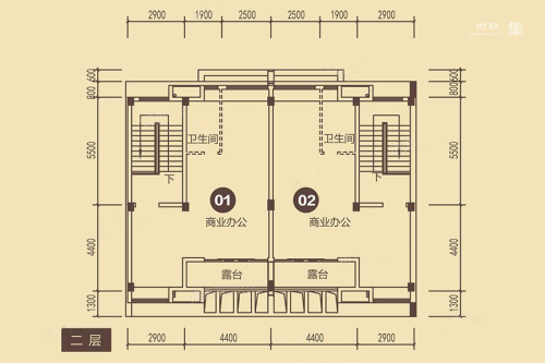 敏捷紫岭国际B型二层户型-1室1厅3卫1厨建筑面积146.00平米