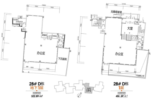 科瀛智创谷28#D栋负一层、一层户型-28#D栋负一层、一层户型-1室0厅0卫0厨建筑面积2958.37平米
