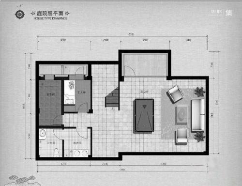 泰禾·中国院子AE户型庭院平面图-5室3厅5卫1厨建筑面积415.33平米