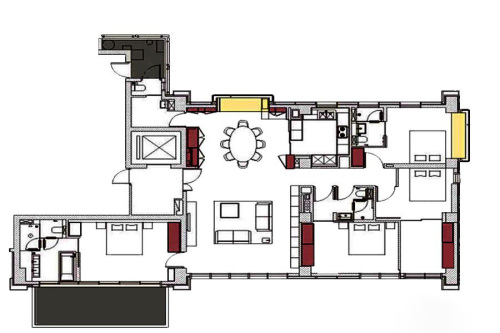 沁和园D5户型-4室2厅4卫1厨建筑面积231.00平米