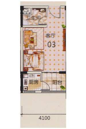尚城三期21区2幢03户型-21区2幢03户型-1室1厅1卫1厨建筑面积38.00平米