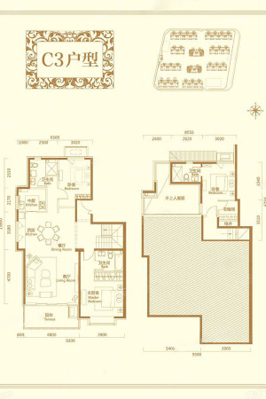 天恒·摩墅C3户型-3室2厅3卫1厨建筑面积157.33平米