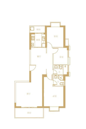 理想城E3户型-3室2厅2卫1厨建筑面积129.00平米