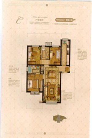塞纳维拉·永定翠庭C户型-3室2厅1卫1厨建筑面积109.36平米