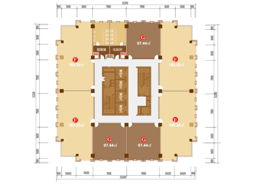 希派创意城1#12、13、17、19、20、21、22层户型-1室0厅0卫0厨建筑面积183.33平米