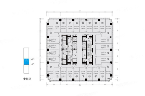 华润中心中低区平面图-24室0厅0卫0厨建筑面积2000.00平米