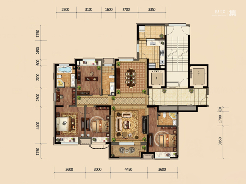 金地悦峰C3户型-4室2厅3卫1厨建筑面积175.00平米