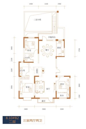 帝王国际8#、10#标准层B2户型-3室2厅2卫1厨建筑面积161.80平米