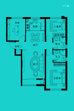 西美花盛2-17层B户型-3室2厅2卫1厨建筑面积106.00平米
